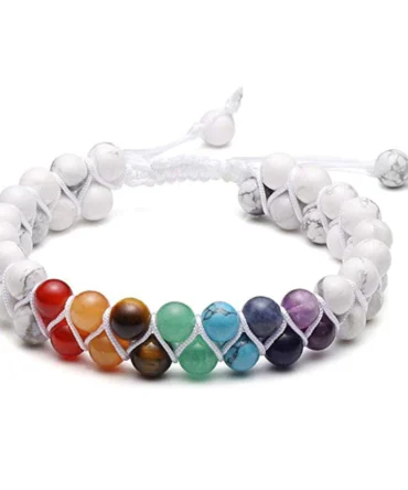 Pulsera 7 Chakras Doble 6mm Howlita