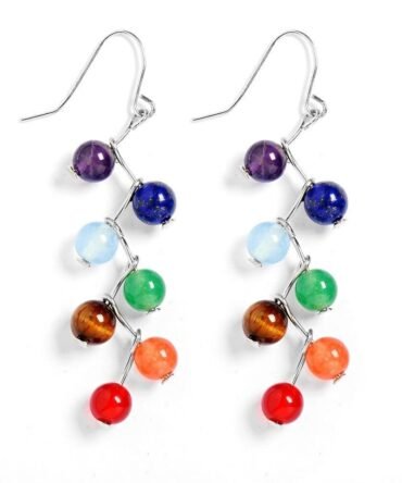 Aretes 7 Chakras Plata 925 Zig Zag