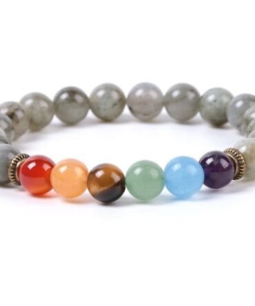 Pulsera 7 Chakras Labradorita Separador Dorado