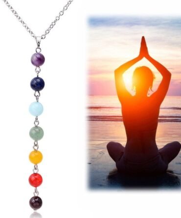 Colgante 7 Chakras Con Plata Cadena de Acero