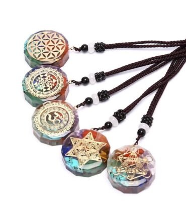 Collar Orgonita 7 chakras Circular Cubo Metatrón Estrella Sri Yantra