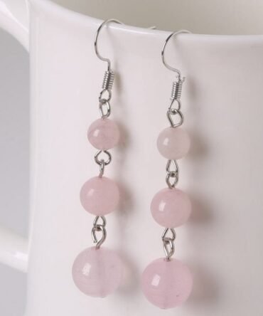 Aretes Cuarzo Rosa Plata ley 925 Estilo 3