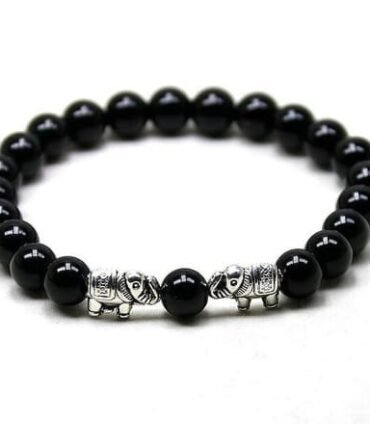 Pulsera Piedra Natural Separadores Con Elefante Metálicos