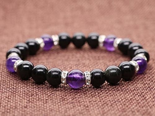 Pulsera Turmalina y Amatista con Separadores Metálicos zircón - Image 3