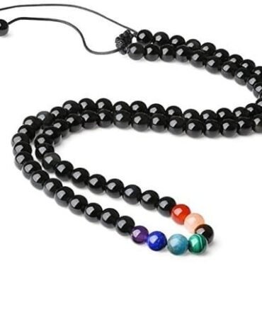 Collar Ónix 7 Chakras Reiki Protección 6mm