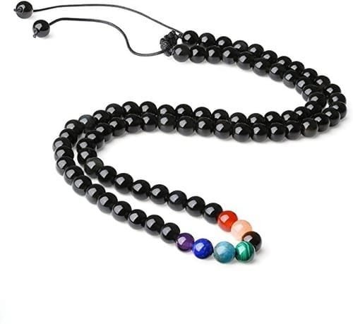 Collar Ónix 7 Chakras Reiki Protección 6mm