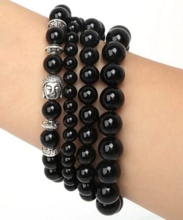 Set x4 Pulseras Obsidiana Separador Buda