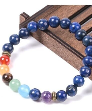 Pulsera 7 Chakras Lapislázuli Separador Dorado