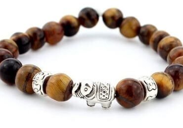 Pulsera Con Separador Elefante ojo de tigre o Howlita