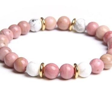 Pulsera Rodocrosita Discos Dorados