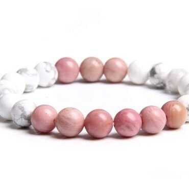 Pulsera Howlita Con Amazonita o Rodocrosita