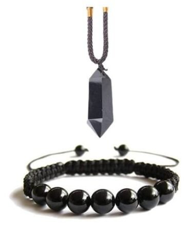 Set Manilla + Collar Turmalina Negra