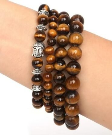 Set x4 Pulseras Ojo De Tigre Separador Buda