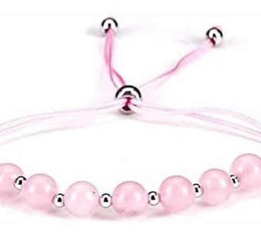 Pulsera Cuarzo Rosa Separador Plata