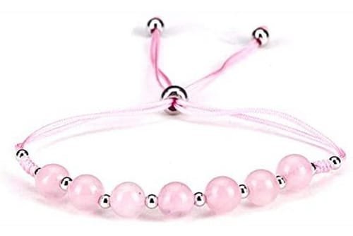 Pulsera Cuarzo Rosa Separador Plata
