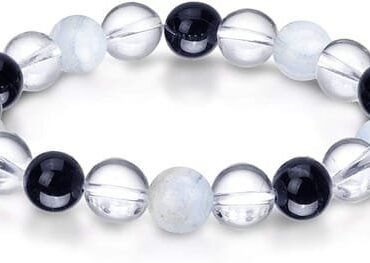 Pulsera Aguamarina Turmalina Negra Cuarzo Cristal