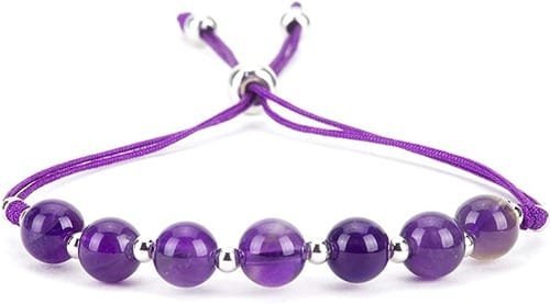 Pulsera Amatista Separadores En Plata
