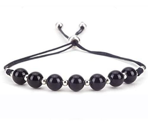 Pulsera Turmalina Negra Separadores Plata