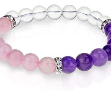 Pulsera Amatista Cuarzo Rosa Cuarzo Cristal Separador