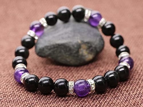 Pulsera Turmalina y Amatista con Separadores Metálicos zircón - Image 4