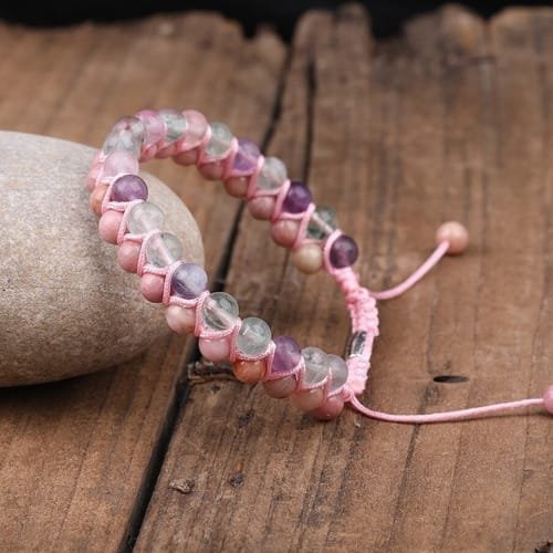 Pulsera Rodocrosita Fluorita 6mm Estilo Doble - Image 2