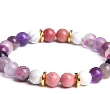 Pulsera Fluorita Disco Dorado