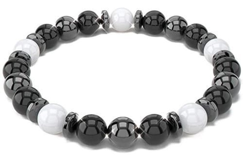 Pulsera Hematites Ónix Negro - Blanco