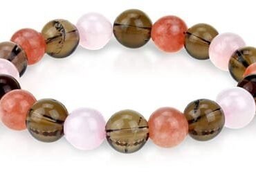Pulsera Sunstone cuarzo rosa y Cuarzo Ahumado