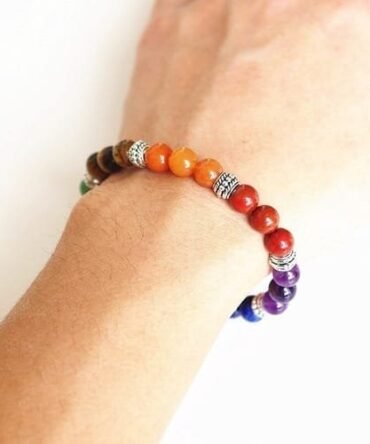 Pulsera 7 Chakras Separadores Plateados