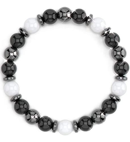 Pulsera Hematites Ónix Negro - Blanco - Image 2
