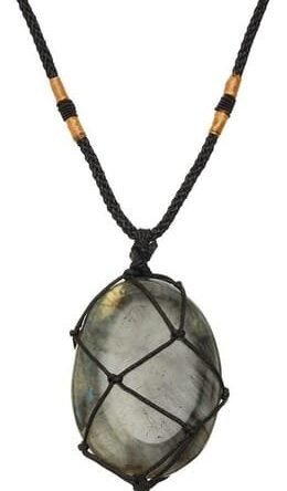 Collar Labradorita Gris Nudo Macramé