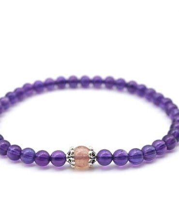 Pulsera Amatista Centro Cuarzo Fresa