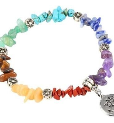 Pulsera 7 Chakras Chips Flor Om