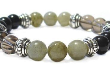 Pulsera Obsidiana Cuarzo Ahumado Labradorita