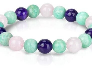 Pulsera Amazonita Amatista Cuarzo Rosa