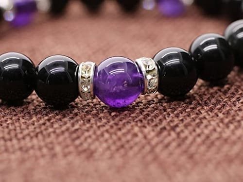 Pulsera Turmalina y Amatista con Separadores Metálicos zircón - Image 2