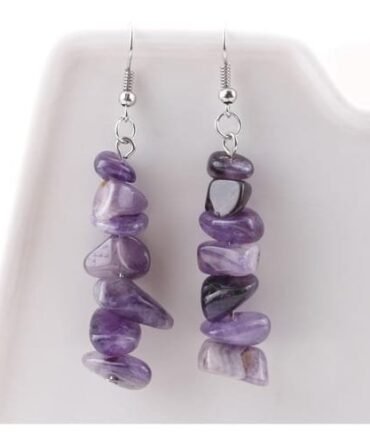 Aretes Chips Largos Piedra Natural