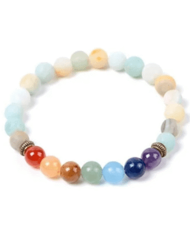 Pulsera 7 Chakras Amazonita Separador Dorado