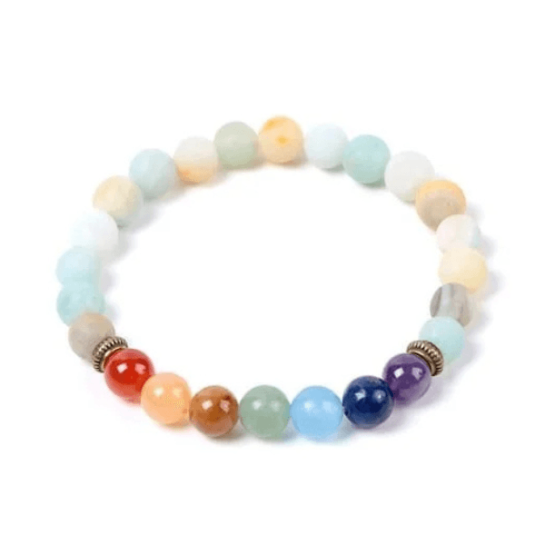 Pulsera 7 Chakras Amazonita Separador Dorado