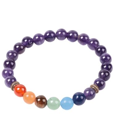 Pulsera 7 Chakras Amatista Separador Dorado