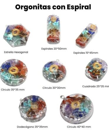 Collar Orgonita 7 Chakras Espirales con Piedra Natural Reiki