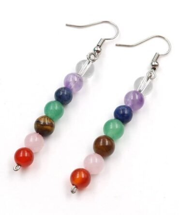 Aretes 7 Chakras 6mm Plata Ley 925 Lineal