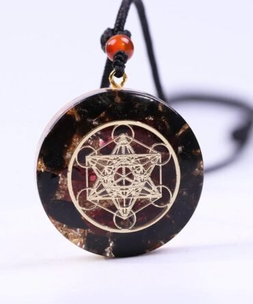 Collar Orgonita Cubo Metatrón Obsidiana