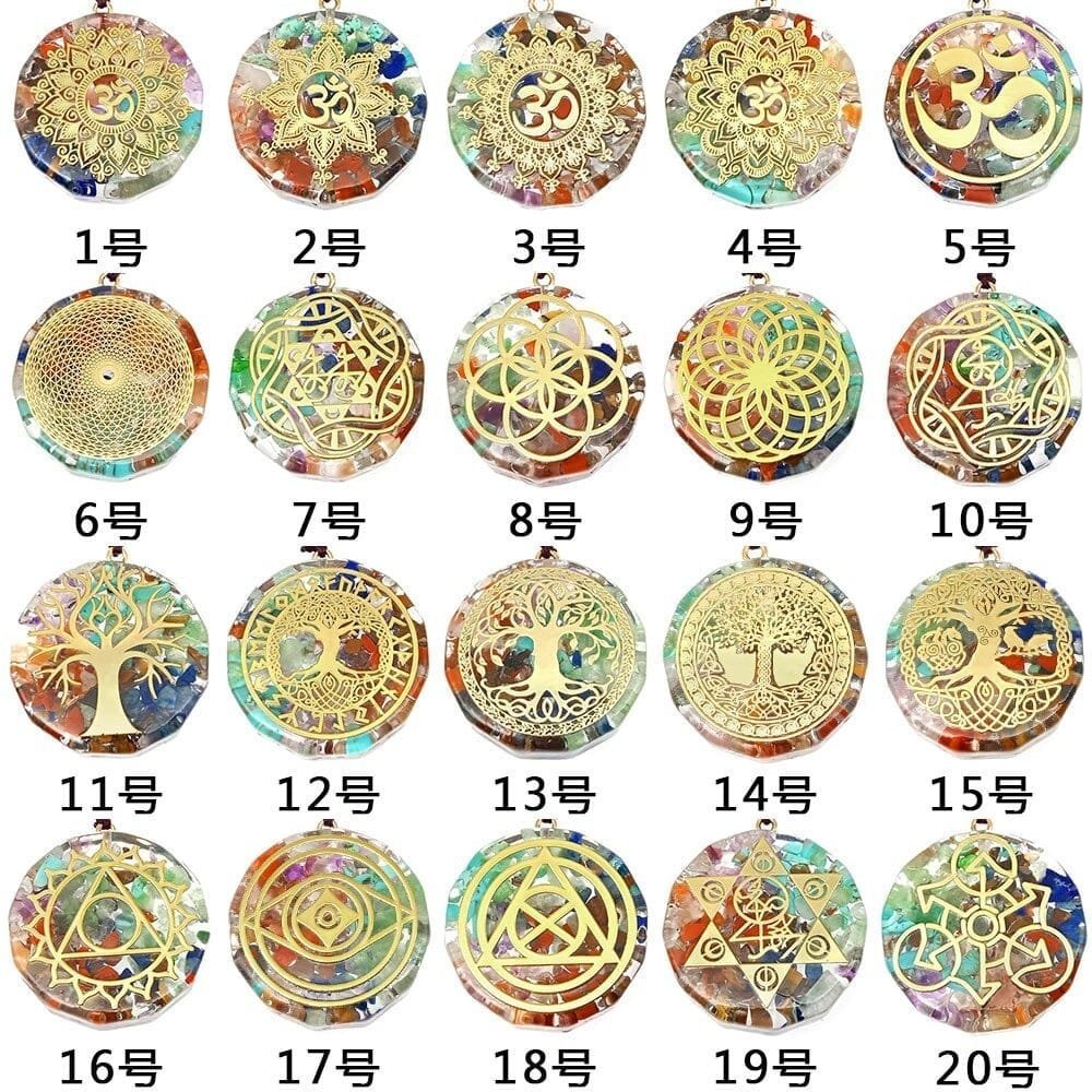 Collar Orgonita 7 chakras Om Árbol Geometría Sagrada