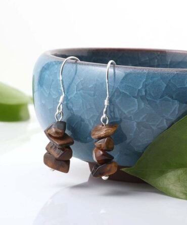 Aretes en plata con Ojo de Tigre Chips