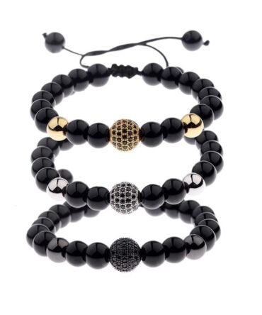 Pulsera Turmalina Negra Esfera de Rodio