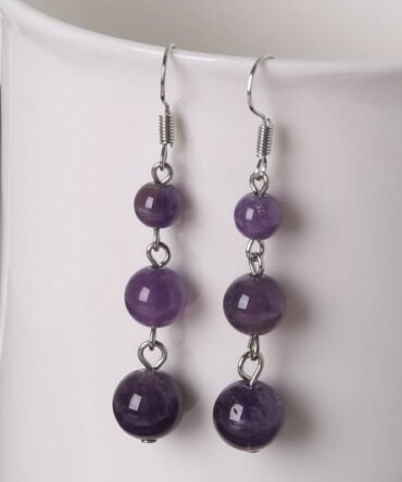 Aretes Amatista Plata ley 925 Estilo 3