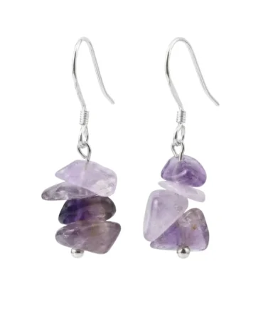 Aretes en piedra natural amatista con plata Meridian Shop