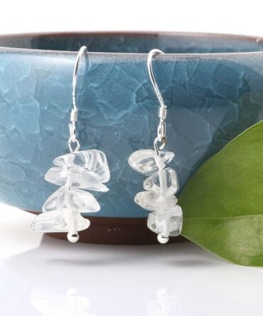 Aretes en plata con Cuarzo Cristal Chips