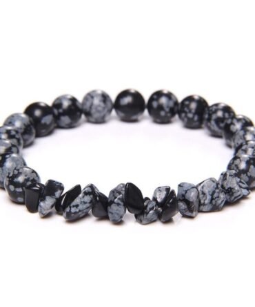 Pulsera Obsidiana Copo De Nieve Con Chips